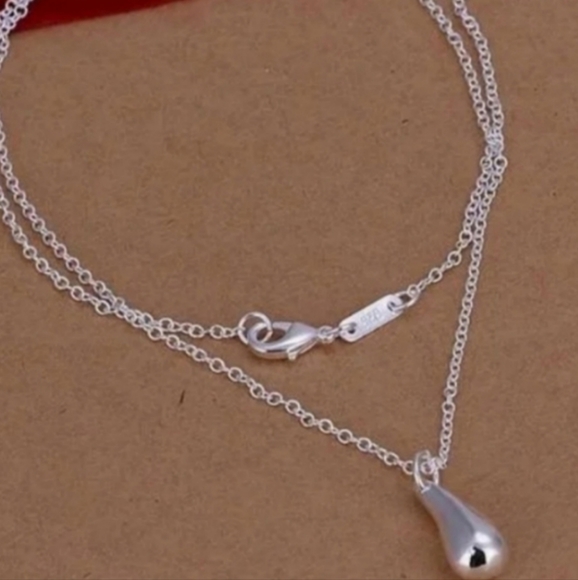 925 Sterling Silver Waterdrop Jewelry Set Bracelet Necklace Earrings and Ring - Picture 9 of 16